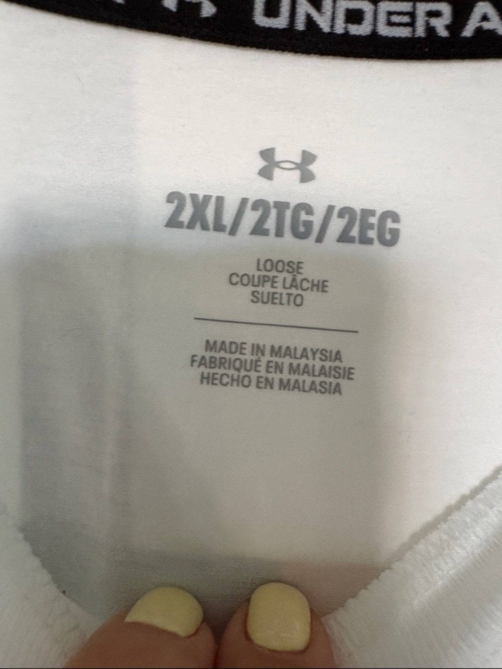 Under Armour White Short Sleeve Tee with Green & Yellow Logos - Picture 2 of 10